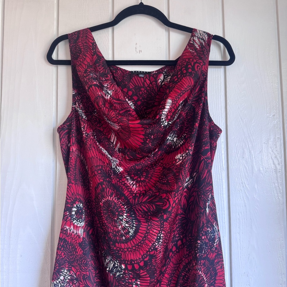 Sisley Red Floral Cowl Neck Mini Dress - Picture 4 of 7